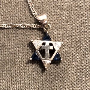 Sterling silver Star of David cross pendant chain